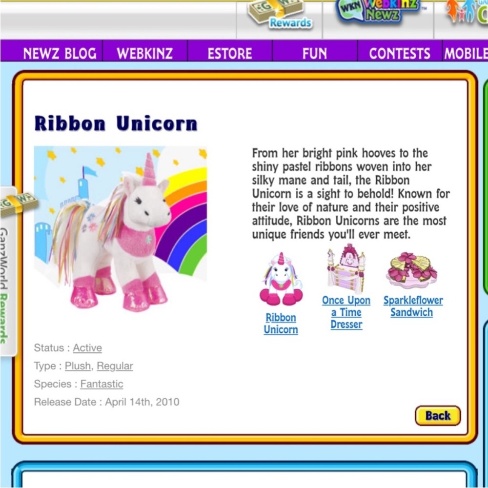 Webkinz Ribbon Unicorn Plush – HM461 (No Code) - Picture 7 of 7